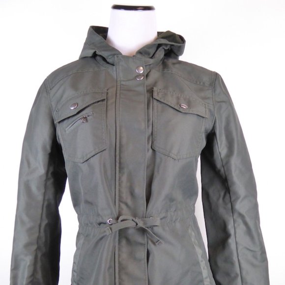 J CREW ZIP FRONT HOODED sherpa lined khaki olive JACKET utility PARKA 2